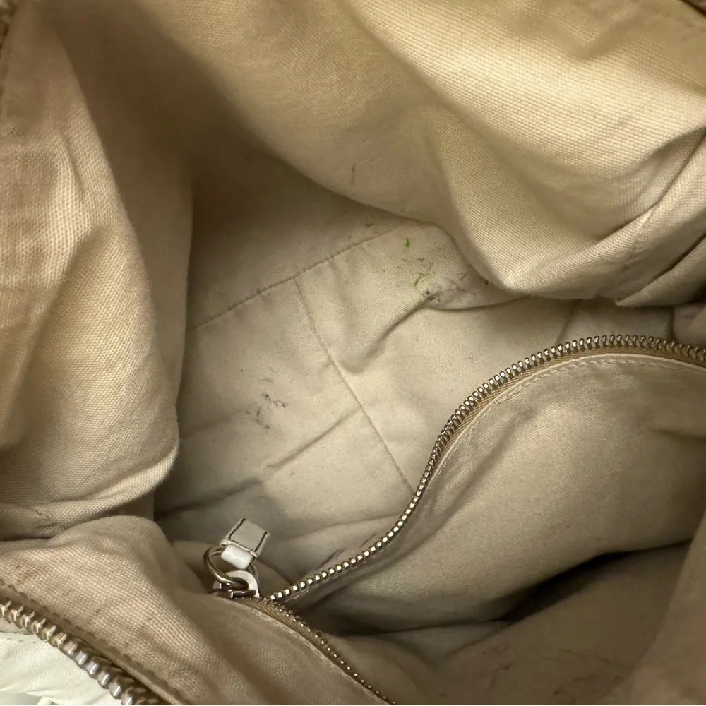 Vintage Miu Miu white leather hobo bag in excellent used condition.